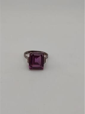 Art Deco Style Sterling Purple CZ Ring Size 10